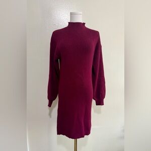 Line & Dot Rich Burgundy Long Sleeve Dress